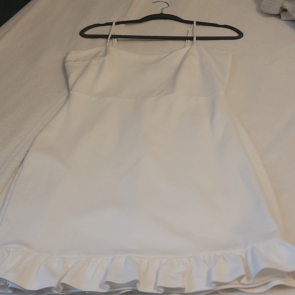 White lulus dress adjustable spaghetti straps double layered